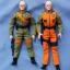 Placeholder: Mike Pence G.I. Joe toy Doll space force uniform, orange blue fabric, guns, wall packaging for sale, bright green pricetag