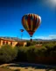 Placeholder: A photorealistic picture of a hot air balloon flying over Albuquerque new mexico