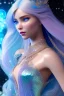 Placeholder: woman glitter blue fairy in a galactic ambiance, long blue hair, detailed gorgeous smile, delicate colors in the foreground, full of details, smooth, light effect，vaporwave colorful, smooth, extremely sharp detail, finely tuned detail, ultra high definition, 8 k, unreal engine 5, ultra sharp