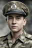 Placeholder: facial portrait - Band of Brothers, Second Lieutenant, Mickey Mouse , WWII camouflage battle dress uniform, Professional quality full color photography by Ansel Adams - 4k UHD, Ultra-realistic, Hyper realistic, Photorealistic, Realistic, absolute Reality