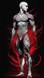 Placeholder: Full body Art illustration lineal art Bran Mak Morn calidad ultra, hiperdetallado, 12k, fondo negro, color blanco, rojo, negro y marrón full body