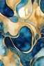 Placeholder: abstract golden, dark blue and turquoise watercolors with golden outlines