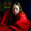 Placeholder: Devon aoki, grunge, in a red blanket, autochrome, baroque, studio