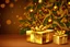 Placeholder: golden Christmas decorations and gift box on sparkling background , 8k , cinematic