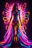 Placeholder: Beautiful woman with dress art neons glowing bright light in the dark and colorful details