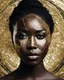 Placeholder: a beautiful black woman face made of kintsugi seam