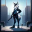 Placeholder: a fox fursona, darker colors, master quality, backlighting, soft lights, full body portrait, in frame, 8k, furry, fur, dark color pallet, robotic arm, cyberpunk, anthropomorphic, perfectly drawn face, well drawn paws