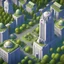 Placeholder: aereal view of several buildings surround by trees, trending on artstation, bloom, in a distance