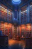 Placeholder: fantasy illustration of science fiction library, decorated in science fiction style with lot of books, trending on artstation, sharp focus, studio photo, intricate details, highly detailed