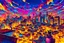 Placeholder: sunset, cat on the roof, city in japan, colorful