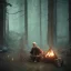 Placeholder: old zombie sitting near campfire, scary, steam punk, realistic, made in octane, cinematic, ultra-realistic, extremely detailed octane rendering, 8K, VRAY Super Real ar 2:3, dof photorealistic futuristic 50mm lens hard lighting dark gray tintype photograph, realistic lighting, sepia color