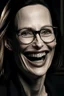 Placeholder: bald Angelina Jolie glasses braces dark laugh perverted face