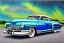 Placeholder: a true-to-life 1949 Mercury Eight, classic wheels, pen and color marker, centered, intricate, extreme detailed, photorealism, center view, drive-in background, pivot on mercury, painting by cheryl kelley