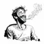 Placeholder: A man enjoying the intoxicating feeling from smoking weed, sketch