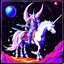 Placeholder: 90's TCG art retro fantasy art of epic Space unicorn