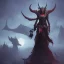 Placeholder: demon elegant queen, powerful, creepy, matter, majestic, flow, illustration, concept art, by Greg Rutkowski, Sung Choi, Mitchell Mohrhauser, Maciej Kuciara, Johnson Ting