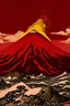 Placeholder: A red volcano with chaotic fire painted by Katsushika Hokusai