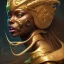 Placeholder: sango fantasy, fantasy magic, intricate, sharp focus, illustration, highly detailed, digital painting, concept art, matte, art germ and Boris Vallejo and kehinde wiley, masterpiece fish head long leg African model afro hair sexy body golden pretty lips rain background