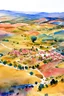 Placeholder: colourful aerial view of Raino Spain landscape in watercolor in oil on canvas