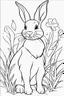 Placeholder: coloring page for kids, rabbit, thick outline, low details, no shading, no color