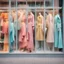 Placeholder: A shop window with women's fashion all bright and delicate colors