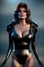 Placeholder: Raquel Welch as evil queen in black leather gown, angry, busty, curvey, cleavage, unreal 5, octane render, cinema4d, dynamic lighting, dramatic lighting, 4k, redshift render, highly detailed, hyper realistic