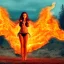 Placeholder: woman made of fire, fire angel, full body portrait, long flowing hair, only wearing bikini made of fire, highly detailed, real life photo, photo quality, extremely detailed, high quality, standing in fire, highly detailed, lots of fire around, fire background