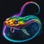 Placeholder: fantasy 90's tcg art of a rainbow eel with glowing eyes