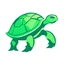 Placeholder: a green turtle with someone on it shaped logo that manifests something comfortable
