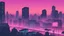 Placeholder: Create a high-resolution, widescreen format vector illustration of a city at dusk in a synthwave, vaporwave style with a city pop aesthetic. The image should have a dreamy, city-pop, pastel pink aesthetic. Focus on using pastel, gentle pink colors. Use a modern anime style and illustration style that is an anime style of the early 2000s so that it has a nostalgic feel. The image should have a fun, delightful city pop aesthetic. The image should have a cartoon-like, city pop appearance.