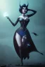 Placeholder: Lene Nystrøm as evil queen in black leather, busty, cleavage, voluptuous, Aqua Lene, angry, stern look. character design by cory loftis, fenghua zhong, ryohei hase, ismail inceoglu and ruan jia. unreal engine 5, artistic lighting, highly detailed, photorealistic, fantasy