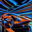 Placeholder: award winning car and driver photograph of a futuristic station wagon designed by only one vehicle per image painted metallic orange traveling at a high rate of speed, jet intake off of front center of vehicle and jet exhaust out the rear with bright blue flame, bilaterally symetrical, more a high speed road vehicle