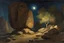 Placeholder: Night, trees, mountains, rocks, wilfrid de glehn and charles leickert impressionism paintings