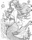 Placeholder: A real simple l mermaid, coloring image,