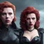 Placeholder: Scarlett Johansson as evil queen in black leather gown, cleavage, angry, stern look unreal 5, octane render,cinema4d, dynamic lighting, dramatic lighting, 4k, redshift render, highly detailed, hyper realistic, in space