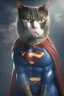 Placeholder: A picture of a serious cat in the form of a superman, a professional, high JPEG image