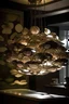 Placeholder: Hanging lampshade made out of mirrors that look like the petals of a flower