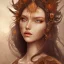 Placeholder: marigold goddess, beautiful face, long dress, brown hair, nordic