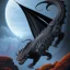 Placeholder: mdjrny-v4 style, highly detailed illustration of a black obsidian dragon, spread wings, black obsidian dragon feet on lava rock, dark sky background, realistic, intricate details, d&d, by artist "Julie Bell", full body