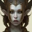 Placeholder: Cursed elf priestess with beautiful face, full body, running makeup, yellow eyes, full black sclera, dark mist around her, black fur robes, pale skin, dark smoke, photorealism, octane render, frostbite, 8k, cinematic, 35mm