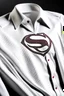 Placeholder: Men's Superman's Gucci Winter Dress Shirt elegant inspired by Superman's emblem design white tones with dual color on a white background, product catalog photography, soft spot lighting, depth of field, 4k –ar 3:5 –q 2