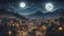 Placeholder: a town in the moonlight