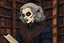 Placeholder: museum quality color woodcut of a scholarly Nosferatu female vampire with highly detailed hair and facial features in a library filled with dusty ancient tomes, in the style of Gustave Baumann, with a fine art , graphic novel aesthetic, highly detailed, finely cut ,8k render,