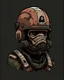 Placeholder: I want something with written by on ''Mayhem'' and ''Giovani'' written underneath and be about a barber with a military helmet on his head and angry. avatar style for discord