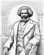 Placeholder: coloring page for teens, simple outlines art, cartoon style, outline drawing, bold outlines, clean and clear outlines, no tones color, no color, no detailed art, art full view, wide angle, white background, FREDERICK DOUGLASS, African-American abolitionist.