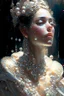 Placeholder: Lady covered in pearls and gems, a masterpiece by by Greg Rutkowski, beautiful spectacular textures, striking amazing light and shadows, remarkable dramatic setting, stunning unique reflections,