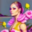 Placeholder: PHOTOREALISTIC PORTRAIT OF A GIRL of Cirque dU soleil, WALKING ON THE SHORE AT THE MOONLIGHT, AND EMBRACING PINK YELLOW PEONIES, VIVID colors: torquoise, pale salmon, persimmon, grey-green , pale lemon yellow, greenish gold, metallic bronze. ULTRA detailed; CORRECT anatomy, FACE and eyes, HIGH RESOLUTION AND DETAILS, HIGH DEFINITION, STYLE BY RAFFAELLO, MICHELANGELO, KAROL BAK, ANDY WARHOL, Anna Dittmann