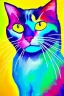 Placeholder: painting, bright colors, cat, happy