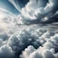 Placeholder: Hyper Realistic Aerial View Of Heaven Sky With White Clouds At Cloudy-Day Environment Showing Dramatic & Cinematic Ambiance.