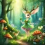 Placeholder: Fiona the faery has fun and kisses Deery the deer [ow tasty these hallucinatory mushrooms are " we are now all dancing all the way to the village: We are laughing loud and loving nature and animals. This forest is so fun!]